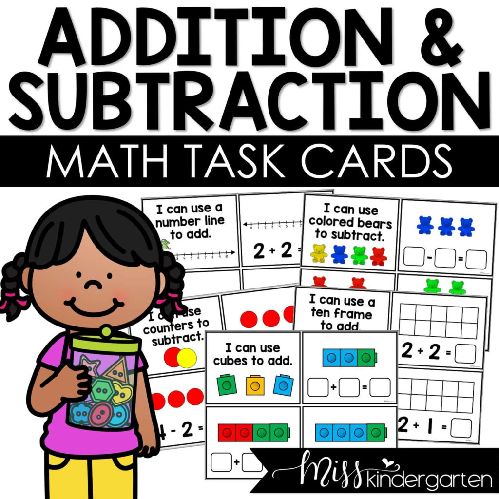 Addition Task Cards For Kindergarten Math Practice Miss Kindergarten For Free Printable Kindergarten Task Cards Addition Task Cards For Kindergarten Math Practice Miss Kindergarten For Free Printable Kindergarten Task Cards