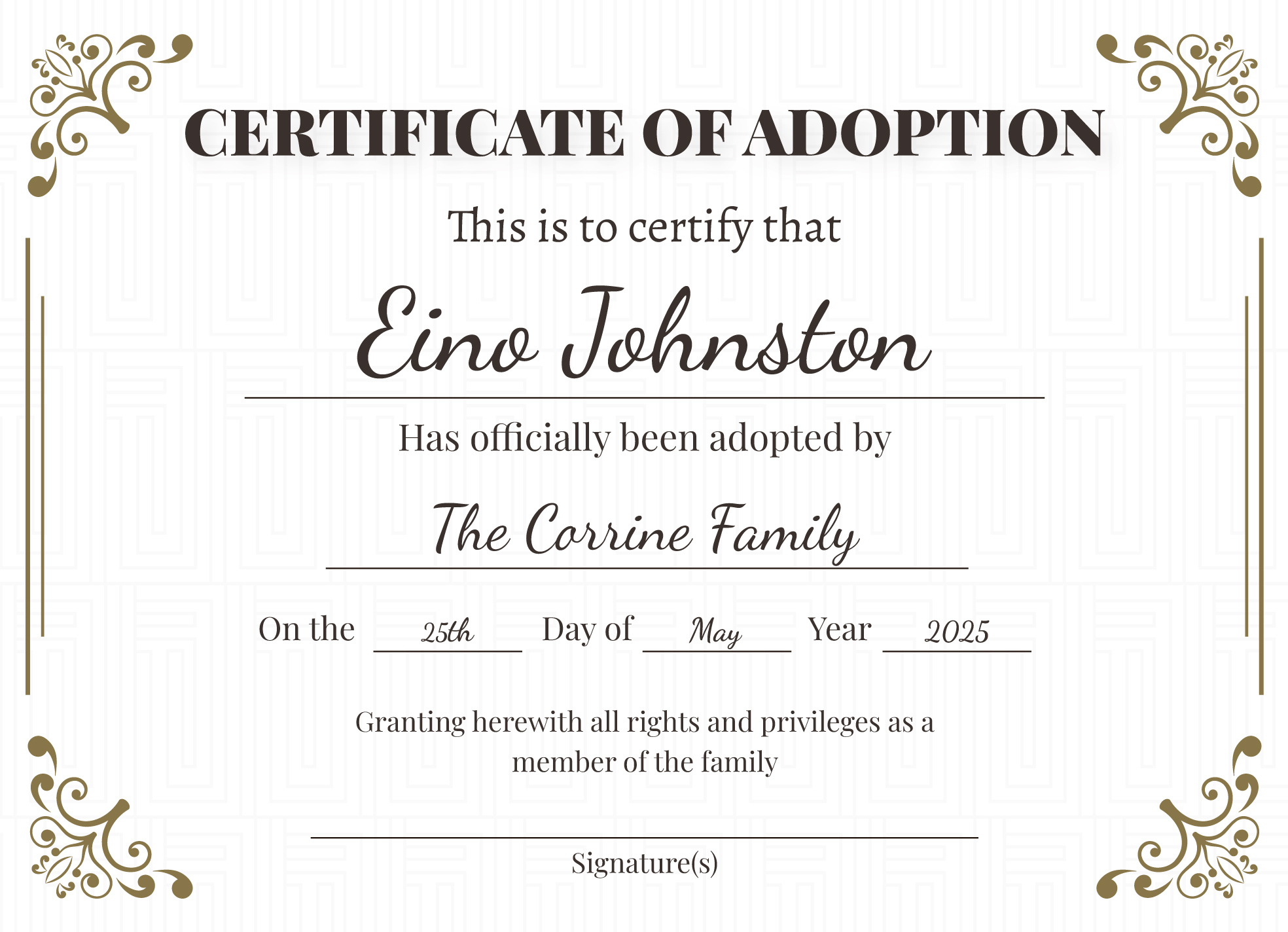 Adoption Certificate Free Google Docs Template - Gdoc.io with regard to Fake Adoption Certificate Free Printable