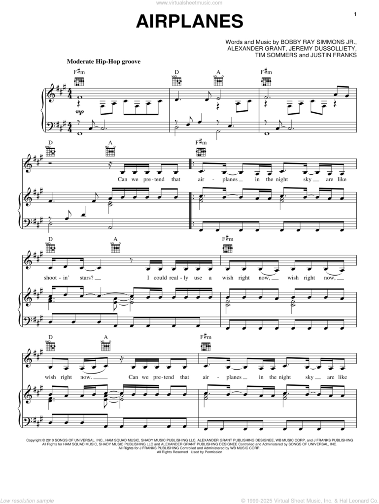 Airplanes Sheet Music For Voice, Piano Or Guitar (Pdf) For Airplanes Piano Sheet Music Free Printable Airplanes Sheet Music For Voice, Piano Or Guitar (Pdf) For Airplanes Piano Sheet Music Free Printable