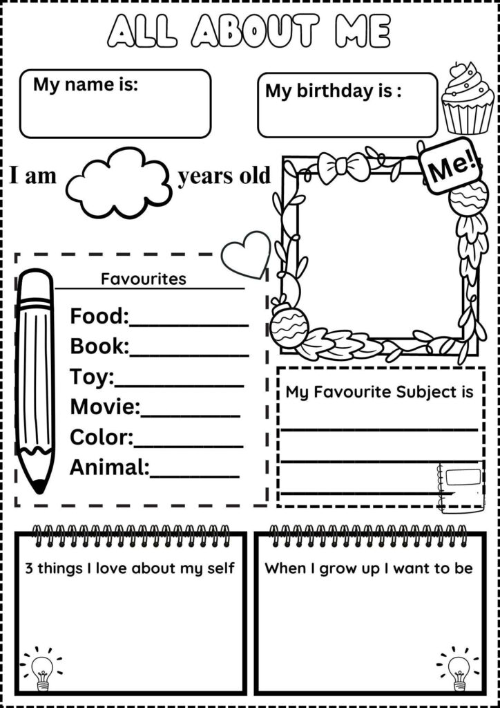 All About Me Worksheet Free Inside All About Me Free Printable All About Me Worksheet Free Inside All About Me Free Printable
