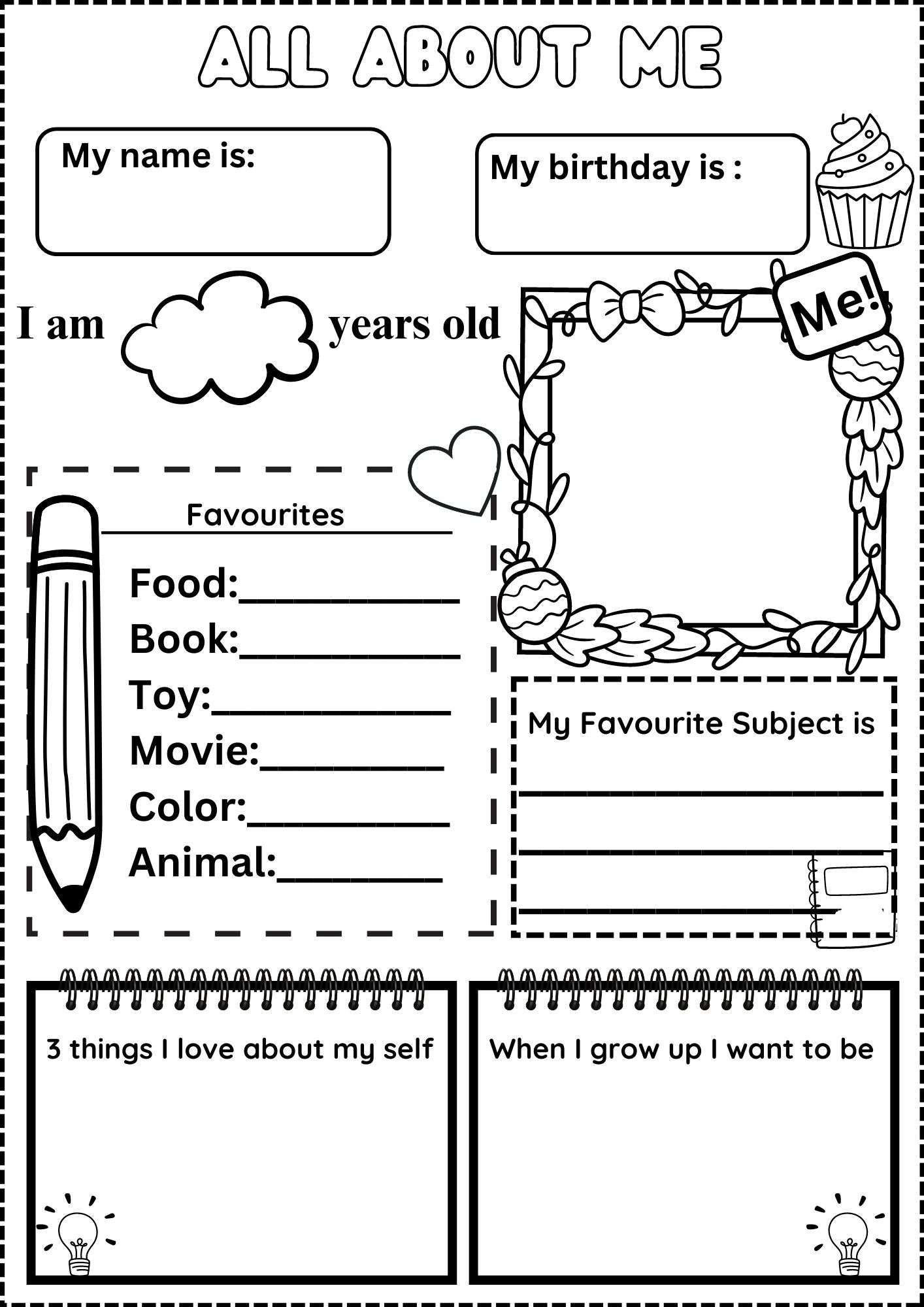 All About Me Worksheet Free inside All About Me Free Printable