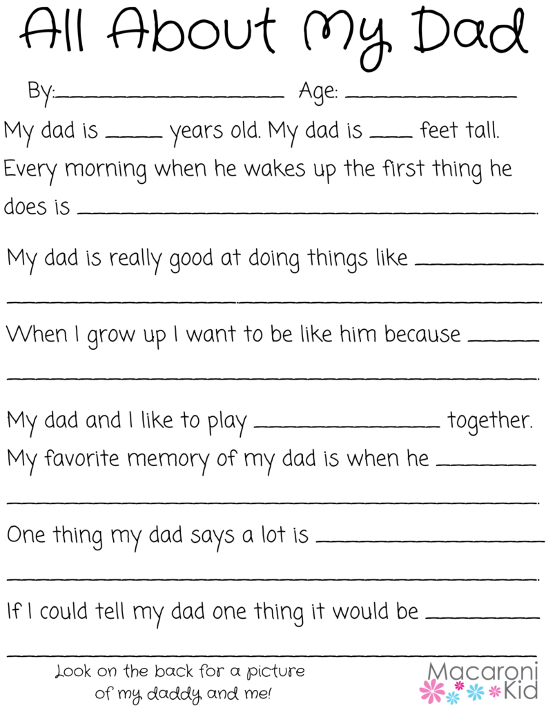 All About My Dad: A Father&<h2>039;S Day Questionnaire And Free Printable Throughout Free Printable Dad Questionnaire All About My Dad: A Father&<h2>039;S Day Questionnaire And Free Printable Throughout Free Printable Dad Questionnaire