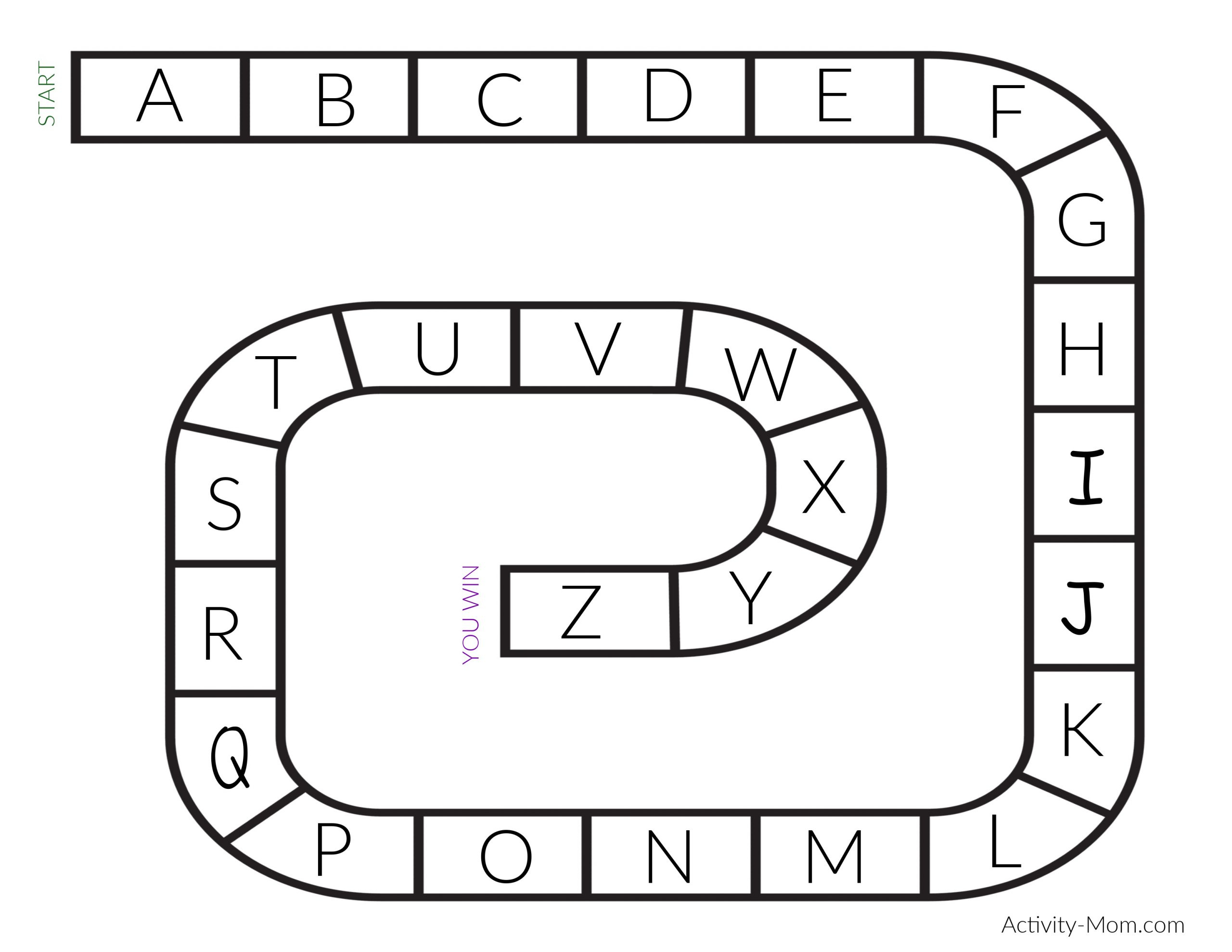 Alphabet Board Game (Printable) - The Activity Mom regarding Free Printable Alphabet Board Games