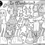 An Alice In Wonderland Paper Doll Coloring Page Intended For Free Printable Paper Doll Coloring Pages