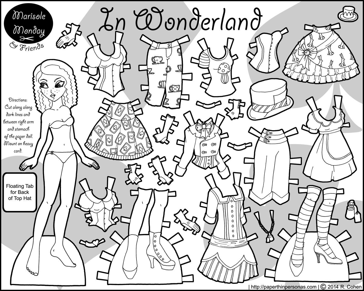 An Alice In Wonderland Paper Doll Coloring Page intended for Free Printable Paper Doll Coloring Pages