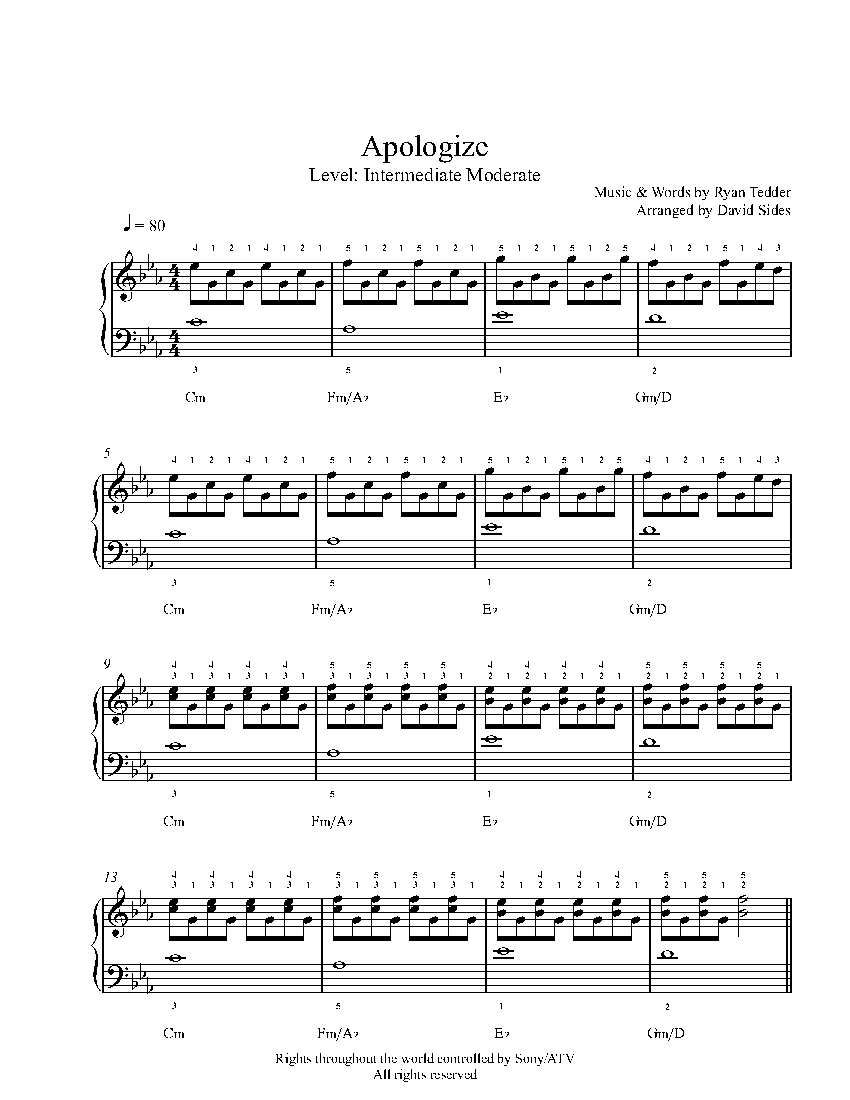 Apologize pertaining to Apologize Piano Sheet Music Free Printable