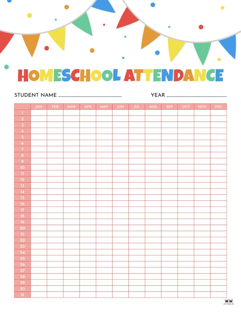 Attendance Sheets - 52 Free Printables | Printabulls regarding Free Printable Attendance Sheets For Homeschool