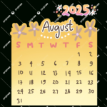 August 2025 Cute Calendar Set Pack Printable, August 2025 Calendar Regarding Free Printable Clipart For August