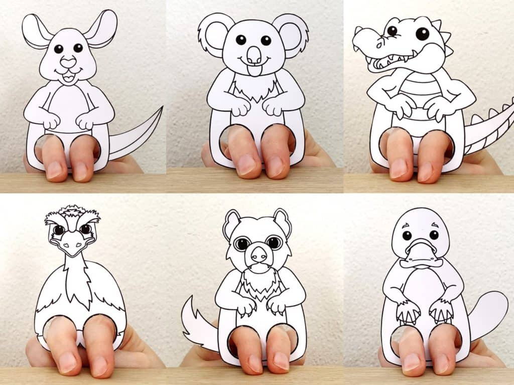 Australian Animals Finger Puppet Printable Craft - Happy Paper Time within Free Printable Finger Puppet Templates
