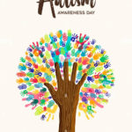 Autismus Awareness Day Grußkarte Illustration Von Bunten Intended For Free Printable Autism Awareness Posters