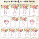 Baby In Bloom Printable Baby Shower Banner, Instant Download   Baer Design  Studio With Regard To Baby Shower Bunting Free Printable