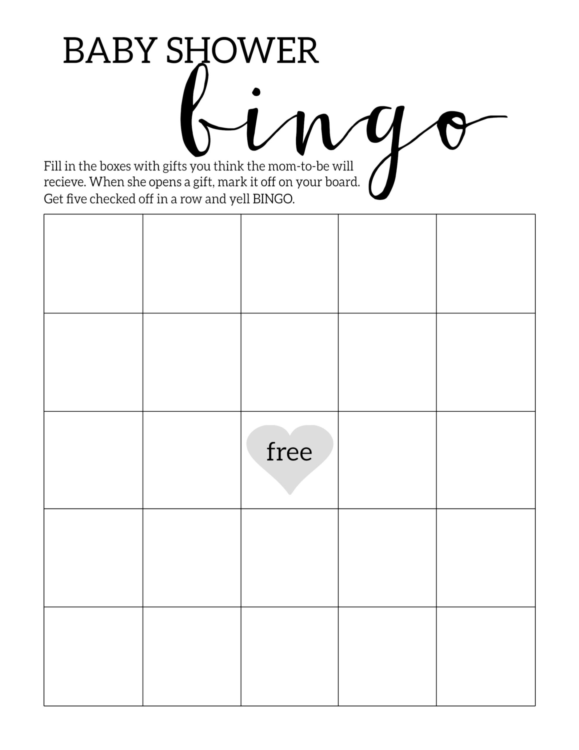 Baby Shower Bingo Printable Cards Template - Paper Trail Design regarding Printable Baby Shower Bingo Games Free