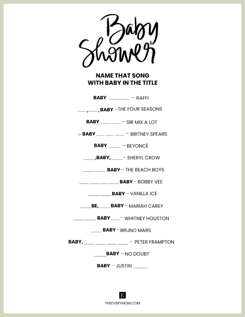 Baby Shower Games: 20 Fun And Unique Baby Shower Activities Regarding Name That Tune Baby Shower Game Free Printable Baby Shower Games: 20 Fun And Unique Baby Shower Activities Regarding Name That Tune Baby Shower Game Free Printable