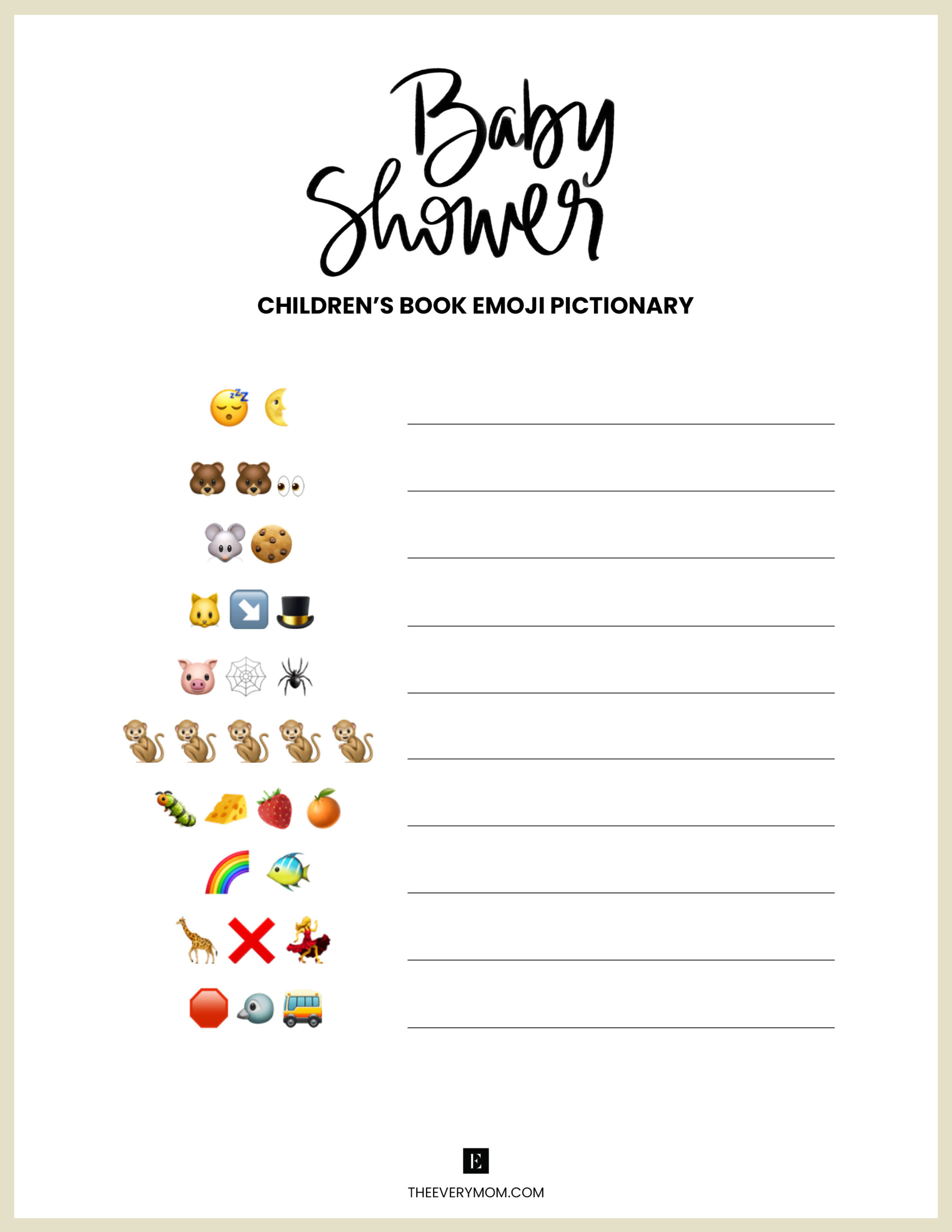 Baby Shower Games: 20 Fun And Unique Baby Shower Activities with Free Printable Baby Shower Games