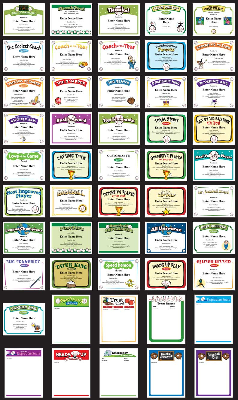 Baseball Certificates - Editable Award Templates with regard to Free Printable Baseball Certificates