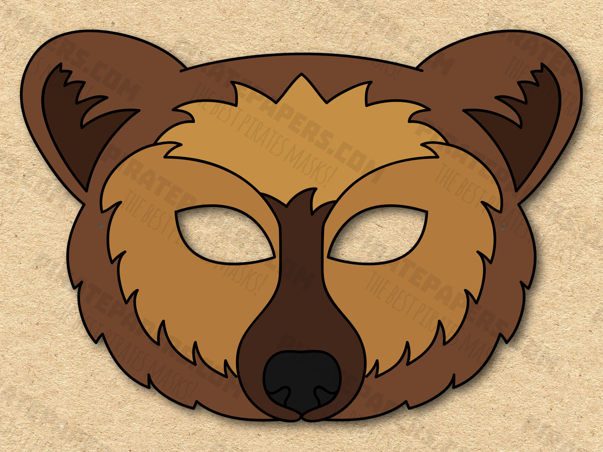 Bear Mask Printable, Paper Diy For Kids And Adults. Pdf Template inside Free Printable Bear Mask