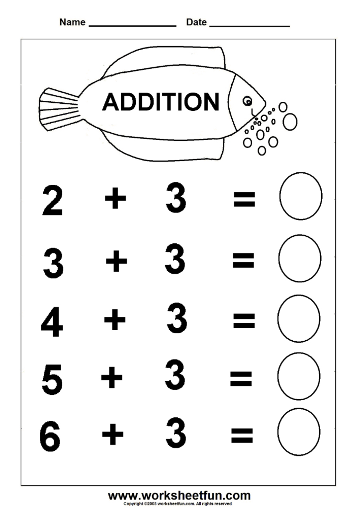 Free Printable Math Addition Worksheets For Kindergarten