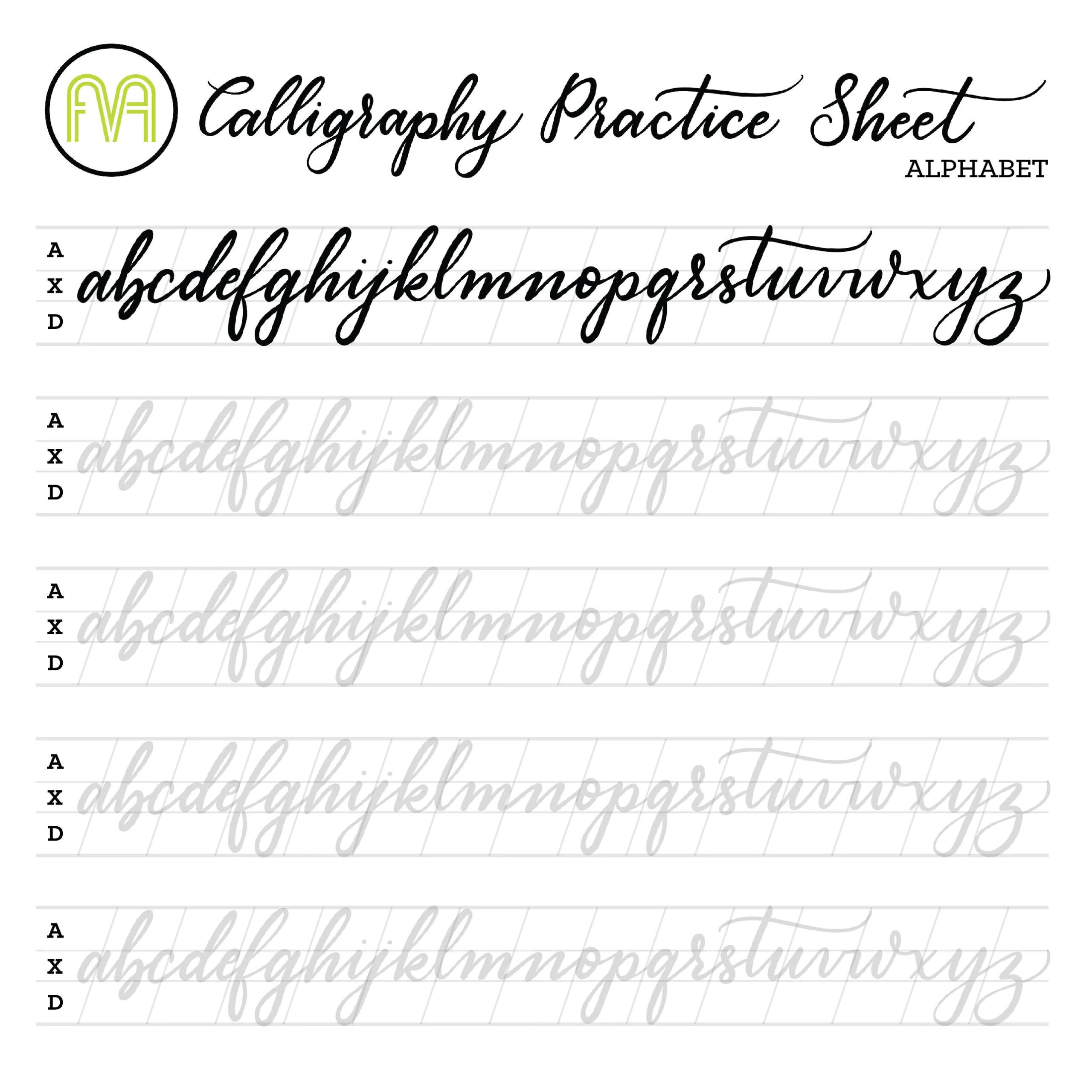Beginner Printable Calligraphy Practice Sheets - Printable Party intended for Calligraphy Practice Sheets Printable Free