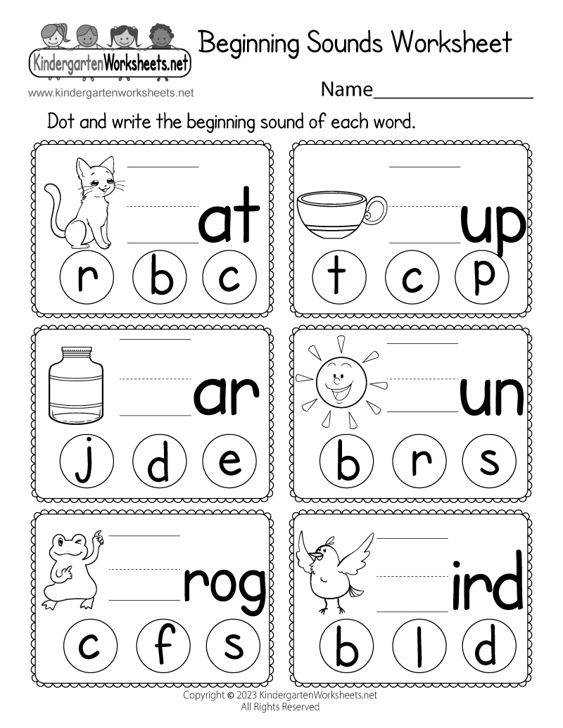 Beginning Sounds Worksheet - Free Printable, Digital, &amp;amp; Pdf regarding Free Printable Sheets For Kindergarten