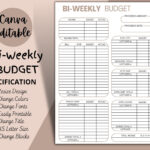 Bi Weekly Budget Overview Template Printable, Canva Editable Within Free Printable Bi Weekly Budget Template