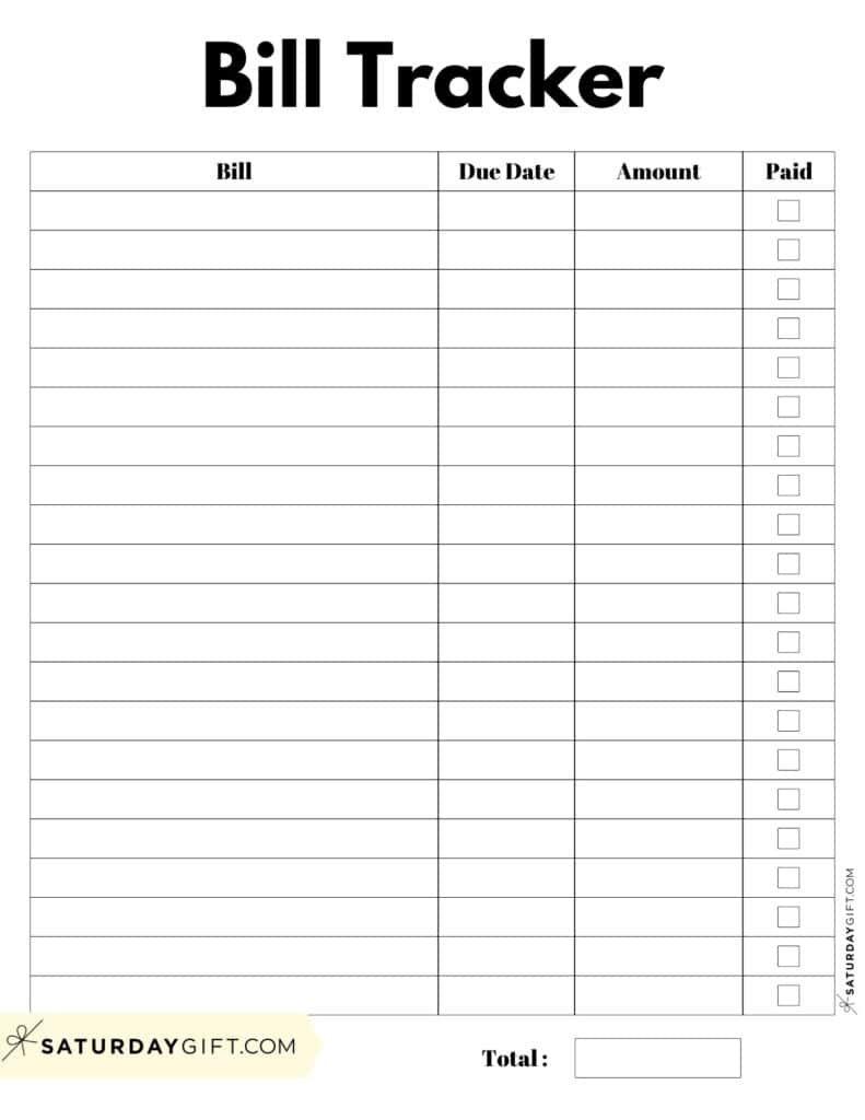 Bill Organizer Template - 39 Cute & Free Printable Bill Trackers with regard to Free Printable Monthly Bills Worksheet