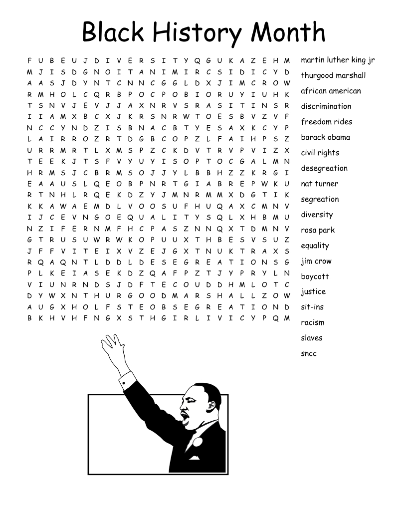 Black History Month Word Search - Wordmint regarding Free Printable Black History Month Word Search