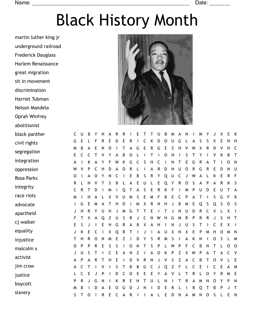 Black History Month Word Search - Wordmint with regard to Free Printable Black History Month Word Search