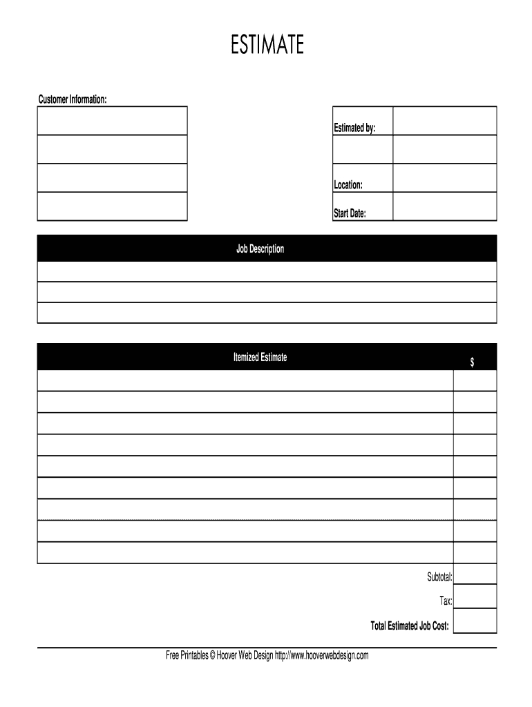 Blank Estimate Form Fill Online, Printable, Fillable, Blank Inside Free Printable Job Quote Forms Blank Estimate Form Fill Online, Printable, Fillable, Blank Inside Free Printable Job Quote Forms