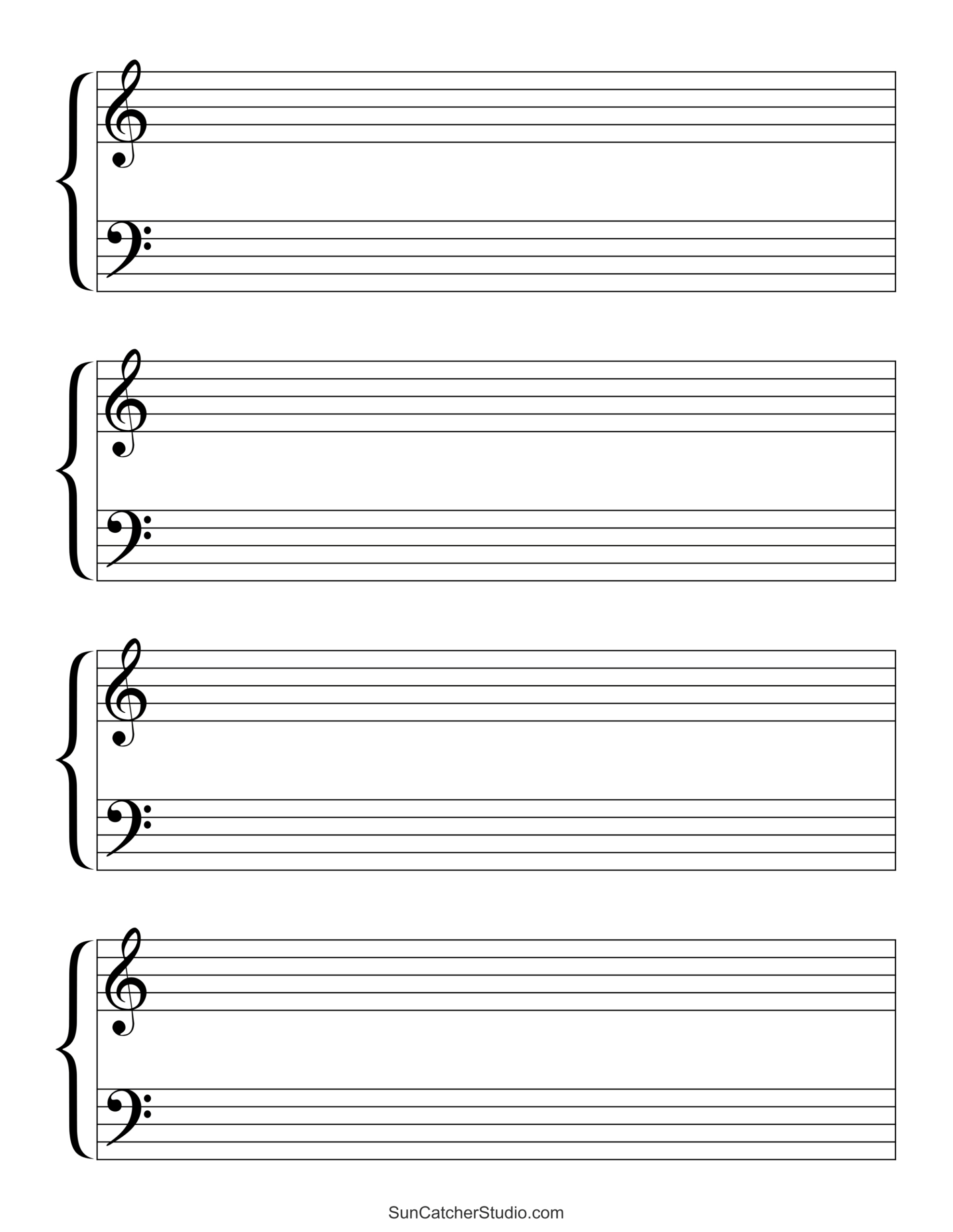 Blank Sheet Music (Free Printable Staff Paper) – Free Printables inside Free Printable Staff Paper