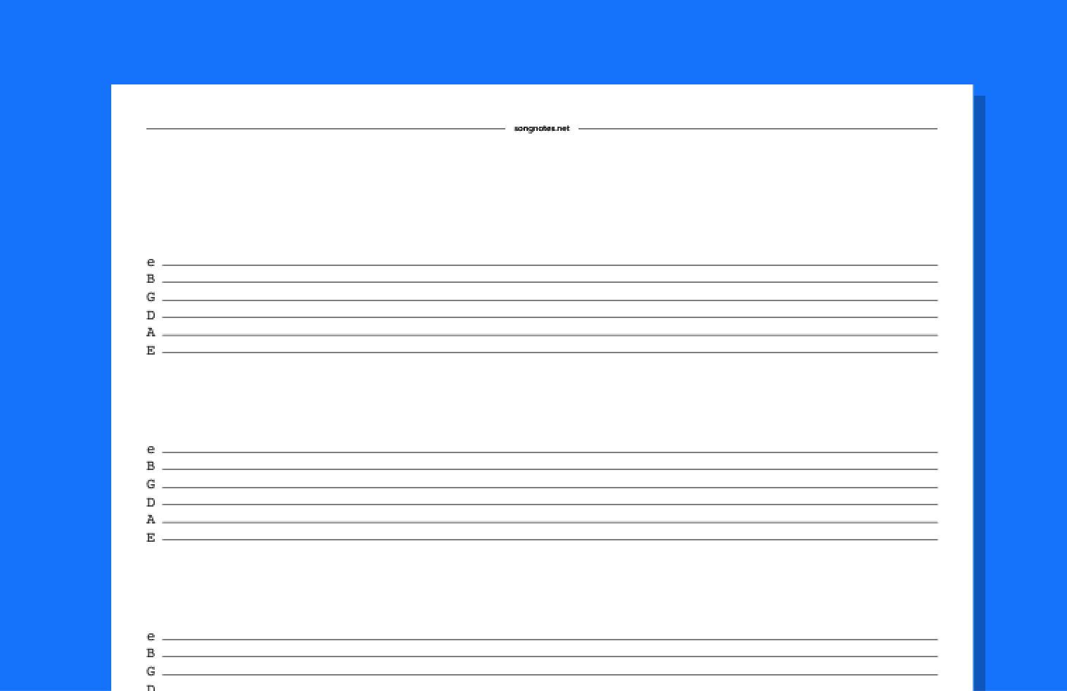 Blank Tabs - Free Pdf Templates To Download, Print, And Write Your within Free Printable Guitar Tabs For Beginners