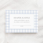 Blue Gingham Diaper Raffle Ticket Template, Vintage Gingham Boy Regarding Free Printable Diaper Raffle Tickets For Boy Baby Shower