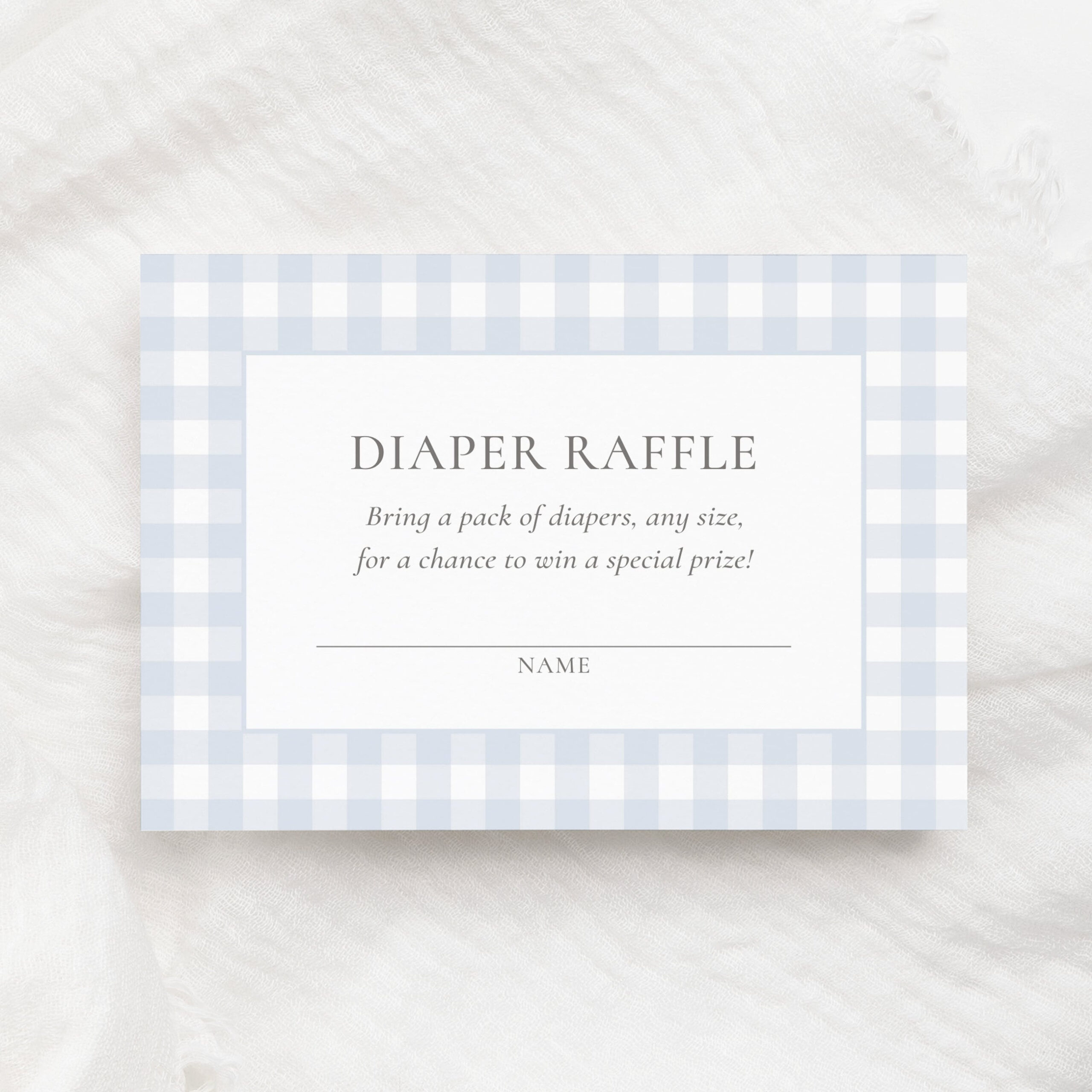 Blue Gingham Diaper Raffle Ticket Template, Vintage Gingham Boy regarding Free Printable Diaper Raffle Tickets For Boy Baby Shower
