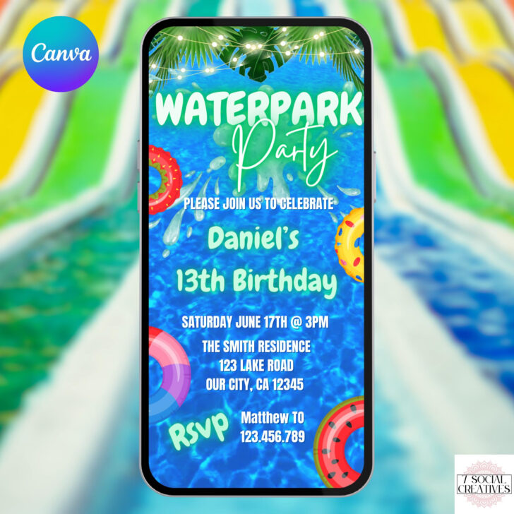 Free Printable Water Park Birthday Invitations