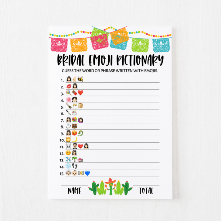 Wedding Emoji Pictionary Free Printable