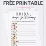 Bridal Emoji Pictionary Free Printable With Regard To Wedding Emoji Pictionary Free Printable