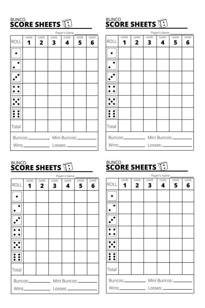 Bunco Score Sheets X4   Bunco Score Sheets   Printable Pdf   Etsy Inside Printable Bunco Score Cards Free