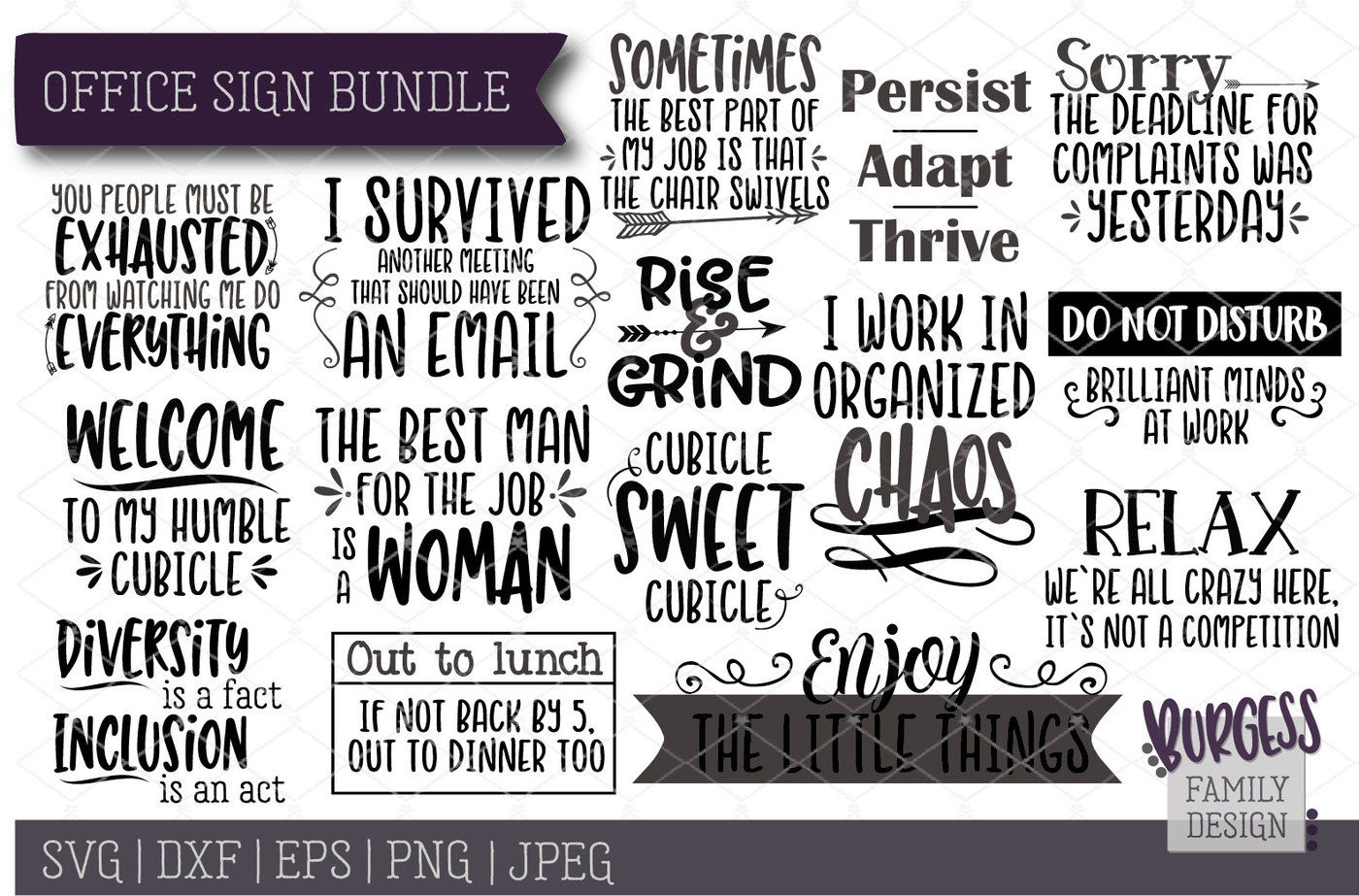 Bundle | Office Signs | Cut Files &amp;amp; Printablesburgess Family in Free Printable Funny Office Signs