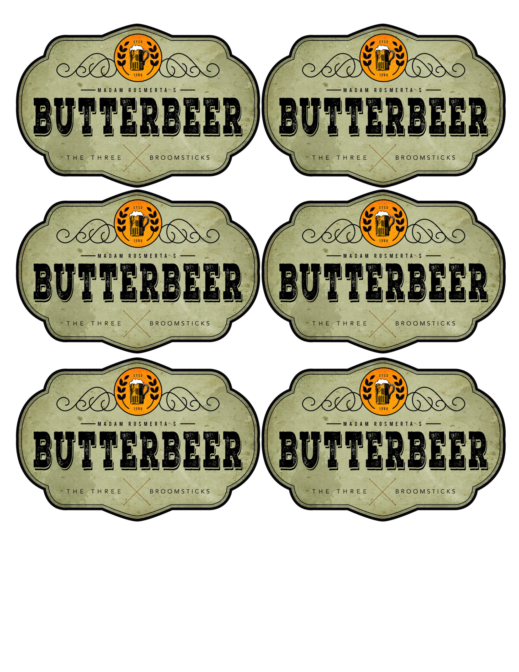 Butterbeer Labels Free Printable for Free Printable Butterbeer Labels