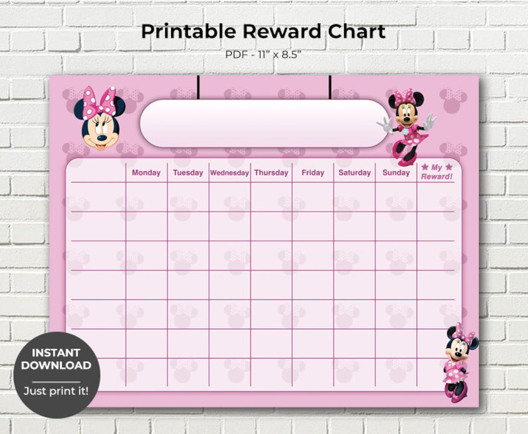 Buy Printable Minnie Mouse Reward Chart, Potty Training Chart, Children'S Sticker Chart, Toddler Reward Chart, Instant Download Online In India - Etsy for Free Printable Minnie Mouse Potty Training Chart