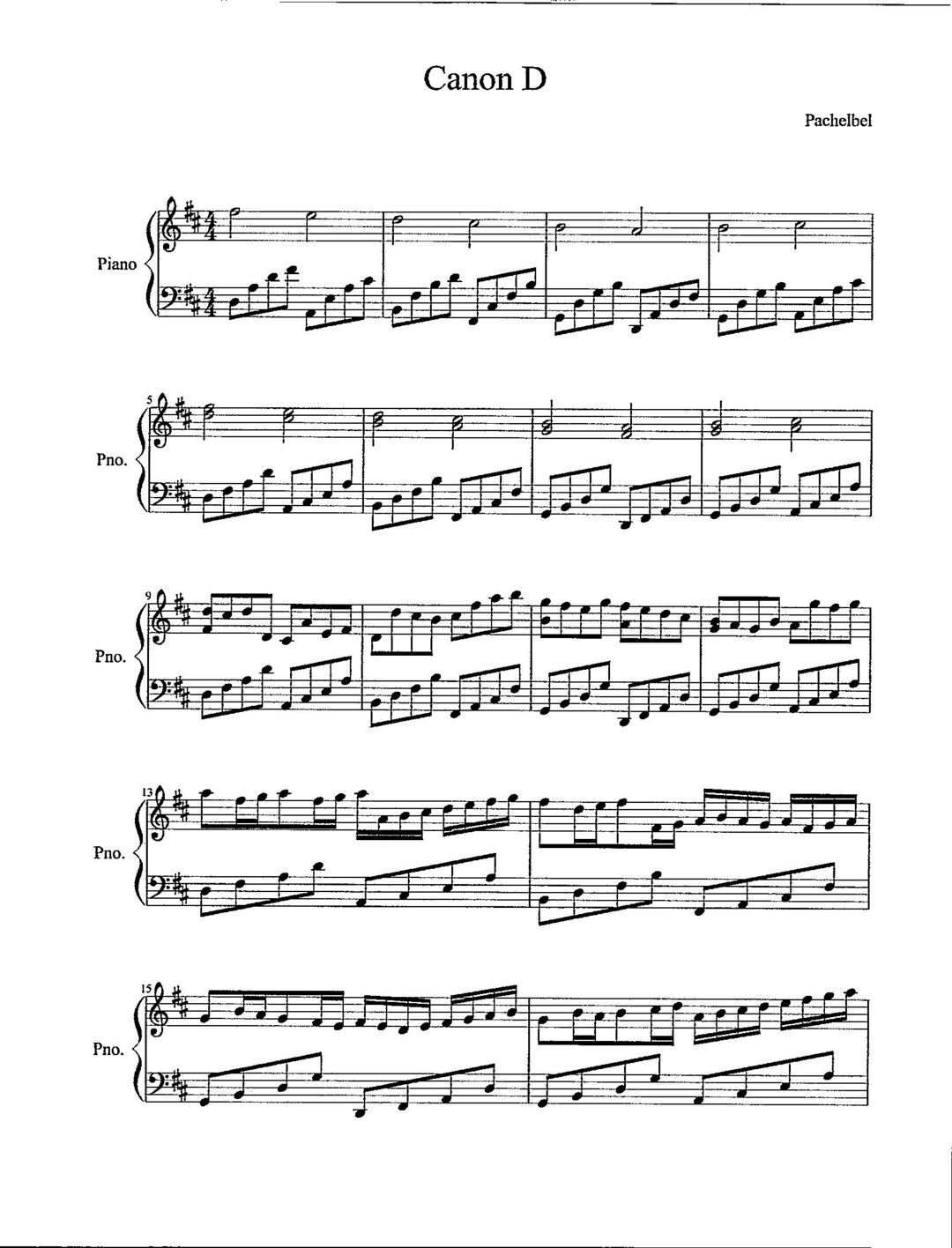 Canon Dpachelbel - Download Printable Piano Solo - Etsy Canada with Canon In D Piano Sheet Music Free Printable