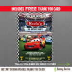 Cars Lightning Mcqueen Birthday Invitation With Free Editable Thank You Card Intended For Free Printable Disney Cars Birthday Party Invitations