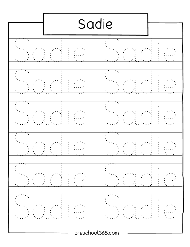 Carson Sadie Levi Rolan Madelyn Name Tracing Sheet pertaining to Free Printable Name Tracing