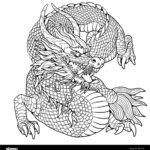 Chinese Dragon Long Coloring Page. Fantasy Illustration With With Free Printable Chinese Dragon Coloring Pages