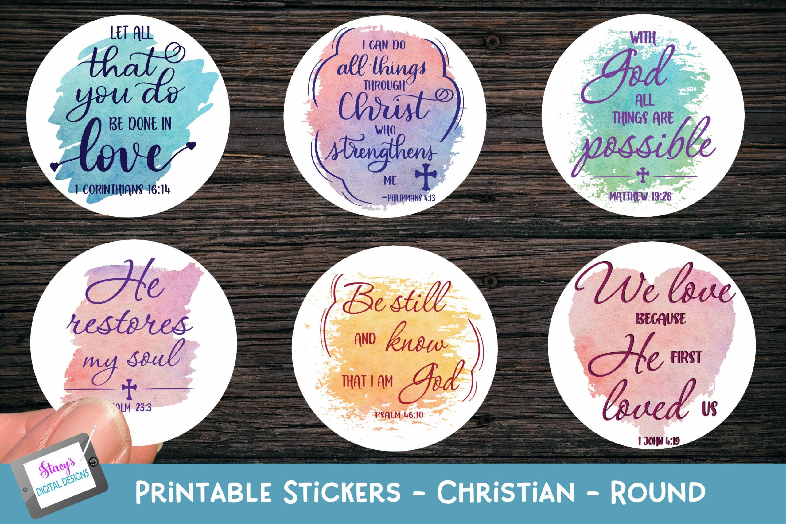 Christian Stickers | Round Printable Stickers | Bible Verses pertaining to Free Printable Bible Verse Labels
