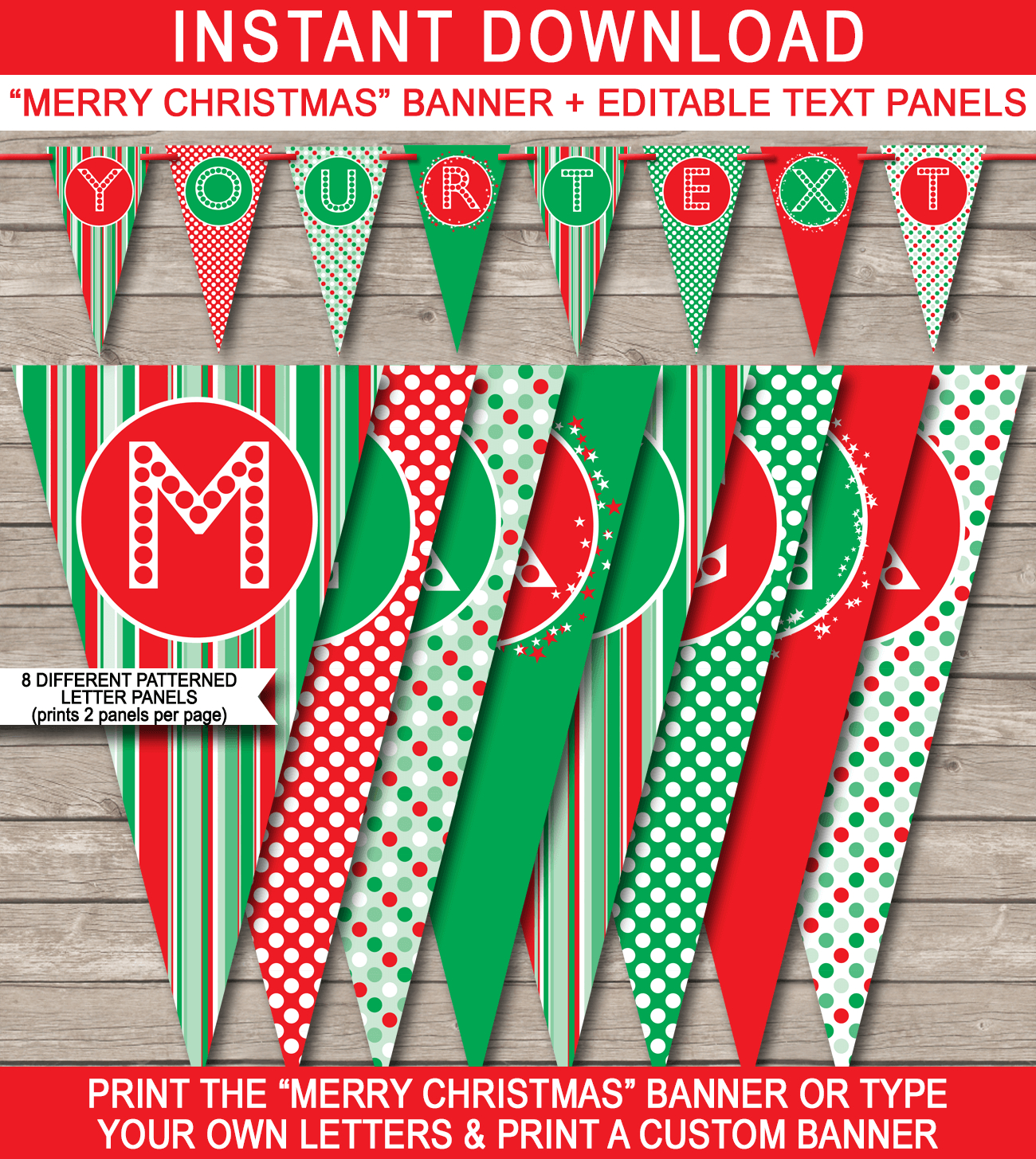 Christmas Banner Template - Red & Green with Free Printable Christmas Banner