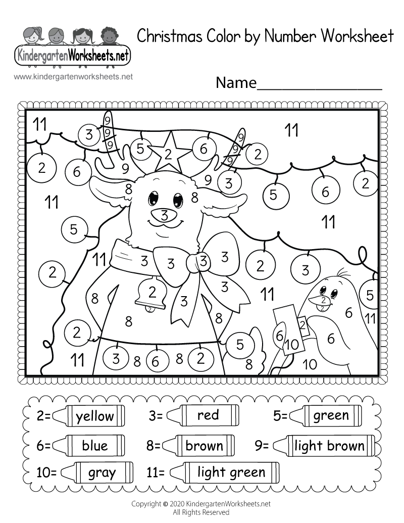 Christmas Colornumber Worksheet - Free Printable, Digital, &amp;amp; Pdf with Free Printable Christmas Worksheets