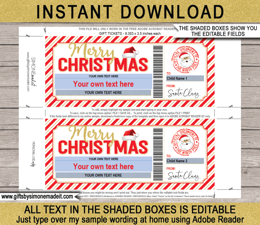 Christmas Gift Card From Santa Template Red & Gold Throughout Free Printable Christmas Gift Cards Christmas Gift Card From Santa Template Red & Gold Throughout Free Printable Christmas Gift Cards