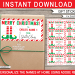 Christmas Gift Labels Template (Elf)   Red & Green With Regard To Free Printable Editable Christmas Gift Tags Christmas Gift Labels Template (Elf)   Red & Green With Regard To Free Printable Editable Christmas Gift Tags