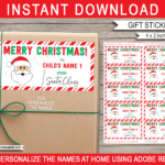 Christmas Gift Labels Template (Santa Claus)   Red & Green Intended For Christmas Labels Free Printable Templates