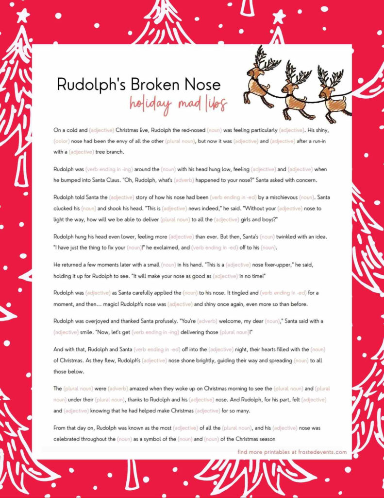 Christmas Mad Libs For Kids Rudolph Edition Frosted Blog Throughout Christmas Mad Libs Printable Free Christmas Mad Libs For Kids Rudolph Edition Frosted Blog Throughout Christmas Mad Libs Printable Free